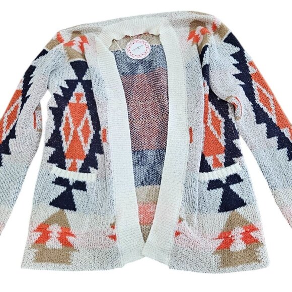 New with Tags Multicolor Pattern Open Front Cardigan with Side Pockets - Picture 4 of 11